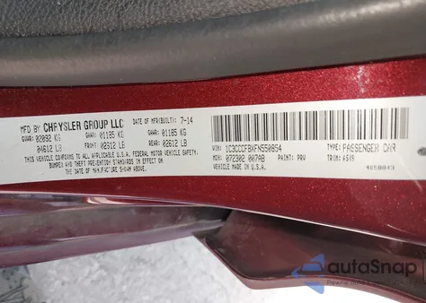 2015 Chrysler 200 Lx из США, поврежденный, VIN 1C3CCCFBXFN550854